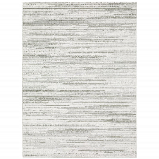 10 x 13 White & Grey Power Loom Stain Resistant Rug
