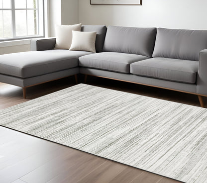 10 x 13 White & Grey Power Loom Stain Resistant Rug