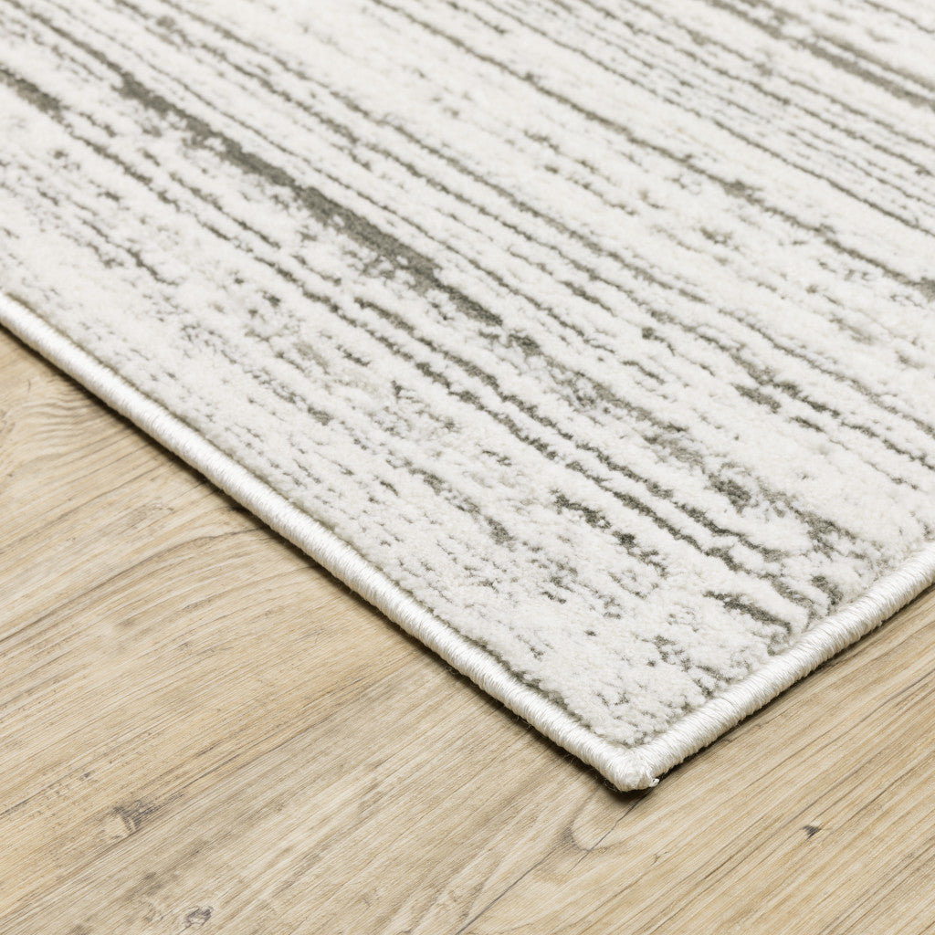 10 x 13 White & Grey Power Loom Stain Resistant Rug
