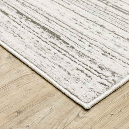 10 x 13 White & Grey Power Loom Stain Resistant Rug