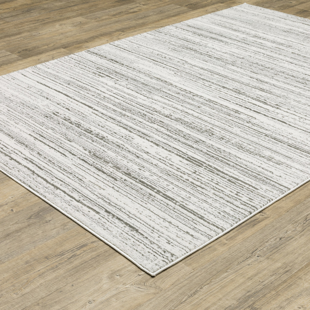 10 x 13 White & Grey Power Loom Stain Resistant Rug