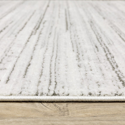 10 x 13 White & Grey Power Loom Stain Resistant Rug