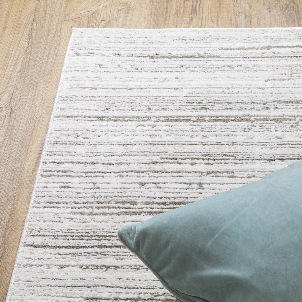 10 x 13 White & Grey Power Loom Stain Resistant Rug