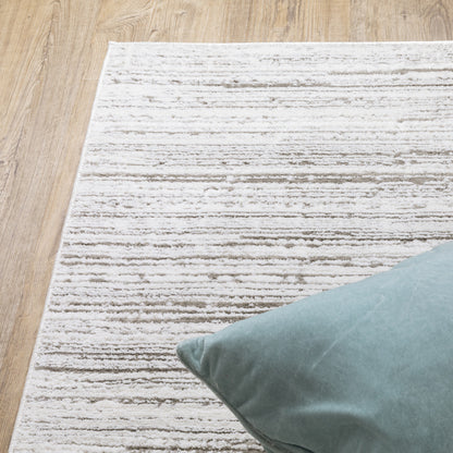 10 x 13 White & Grey Power Loom Stain Resistant Rug