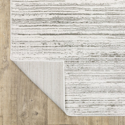 10 x 13 White & Grey Power Loom Stain Resistant Rug
