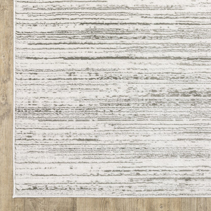 10 x 13 White & Grey Power Loom Stain Resistant Rug
