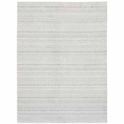 10 x 13 White & Grey Geometric Power Loom Stain Resistant Rug