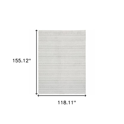 10 x 13 White & Grey Geometric Power Loom Stain Resistant Rug