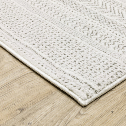 10 x 13 White & Grey Geometric Power Loom Stain Resistant Rug