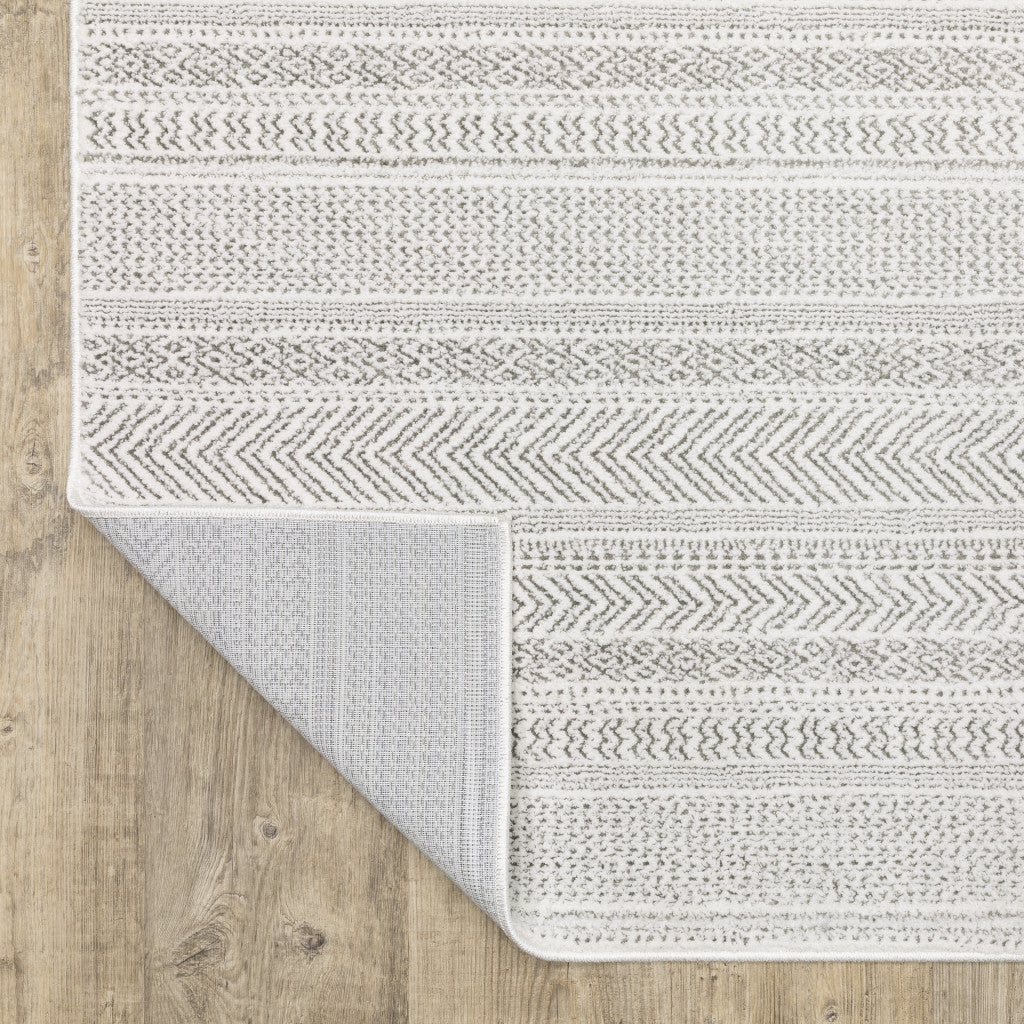 10 x 13 White & Grey Geometric Power Loom Stain Resistant Rug