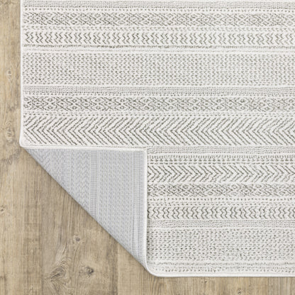 10 x 13 White & Grey Geometric Power Loom Stain Resistant Rug