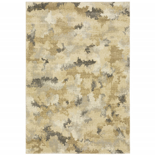 10 x 13 Beige Grey & Gold Power Loom Stain Resistant Rug