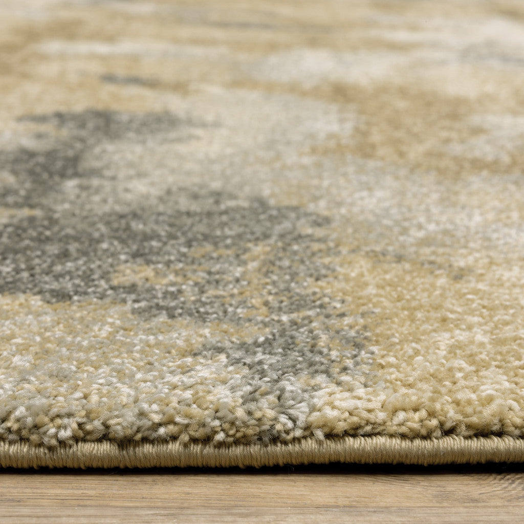 10 x 13 Beige Grey & Gold Power Loom Stain Resistant Rug