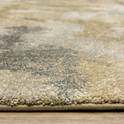 10 x 13 Beige Grey & Gold Power Loom Stain Resistant Rug