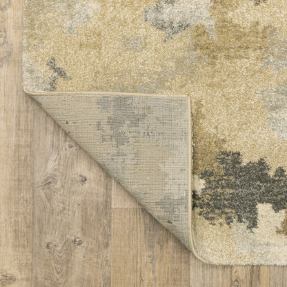 10 x 13 Beige Grey & Gold Power Loom Stain Resistant Rug