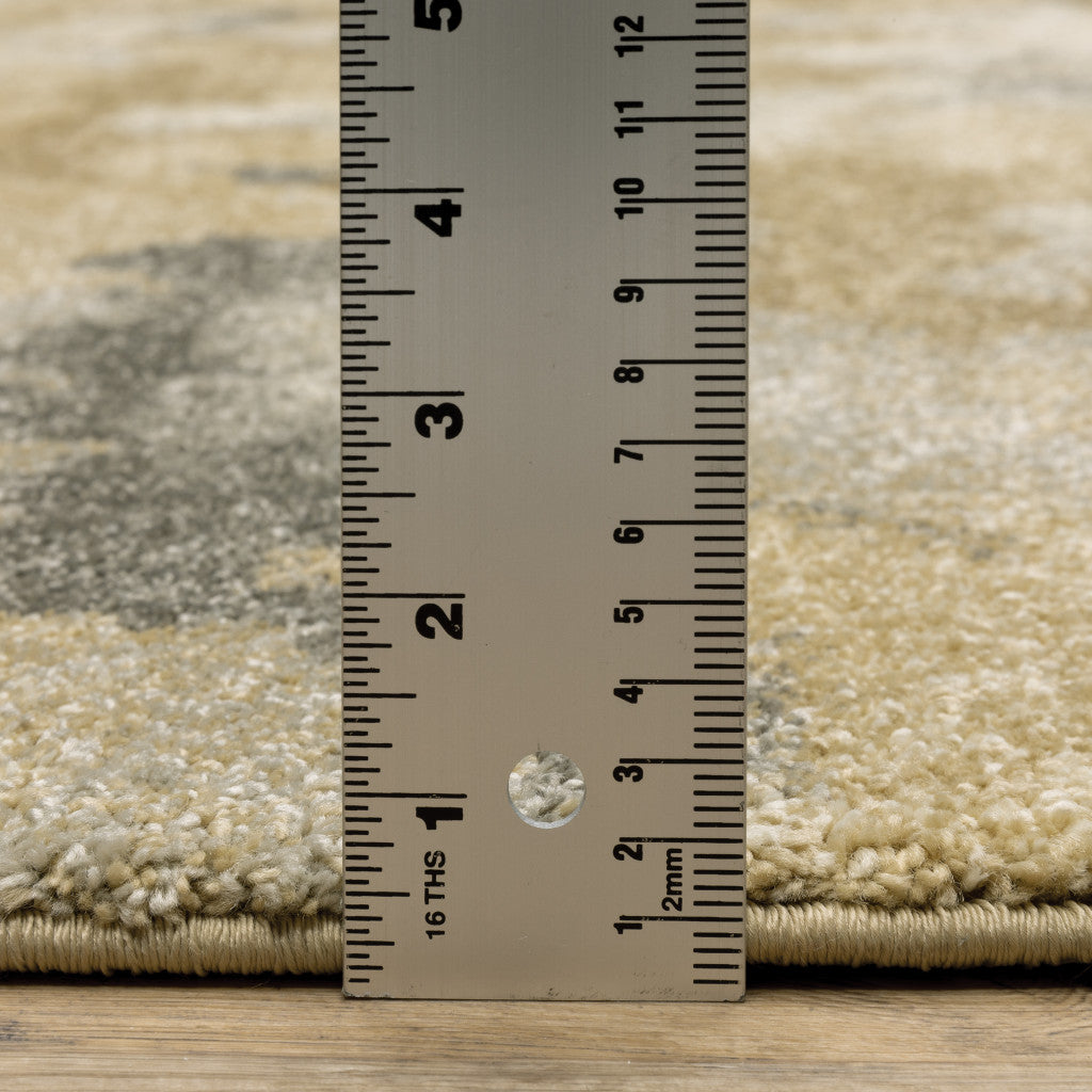 10 x 13 Beige Grey & Gold Power Loom Stain Resistant Rug