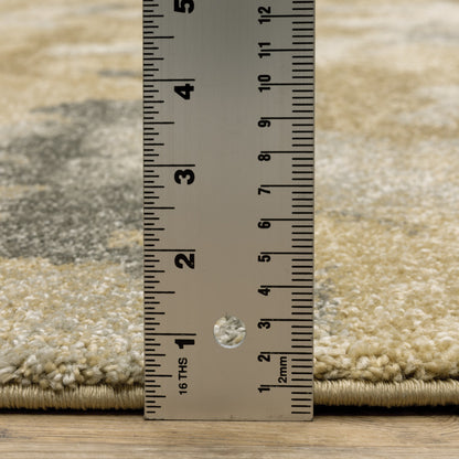 10 x 13 Beige Grey & Gold Power Loom Stain Resistant Rug