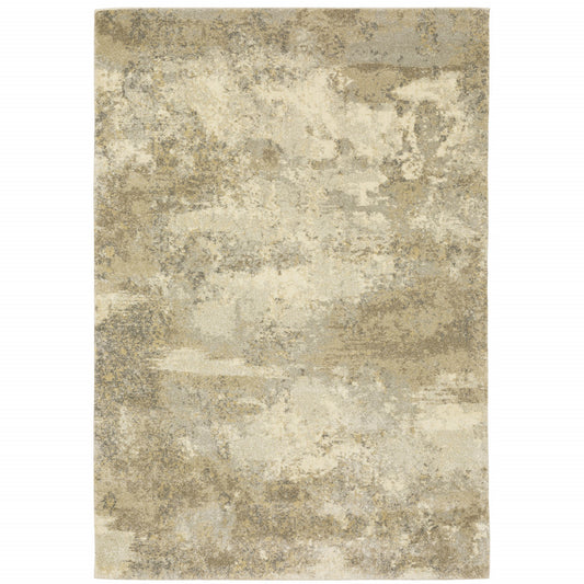 10 x 13 Beige & Gold Power Loom Rug