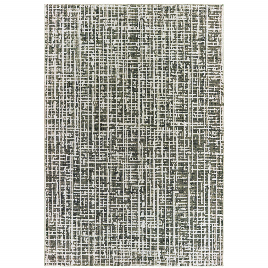 10 x 13 Grey & Ivory Power Loom Stain Resistant Rug