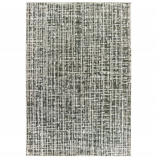 10 x 13 Grey & Ivory Power Loom Stain Resistant Rug