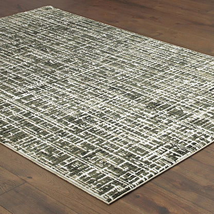 10 x 13 Grey & Ivory Power Loom Stain Resistant Rug