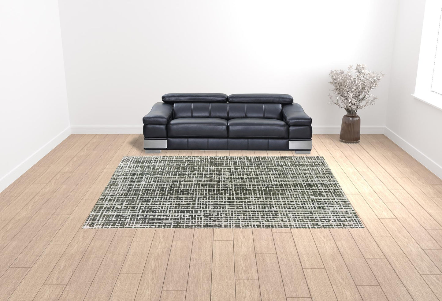 10 x 13 Grey & Ivory Power Loom Stain Resistant Rug