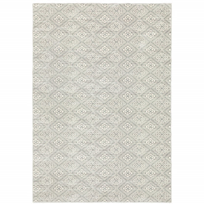 10 x 13 Grey Geometric Power Loom Stain Resistant Rug