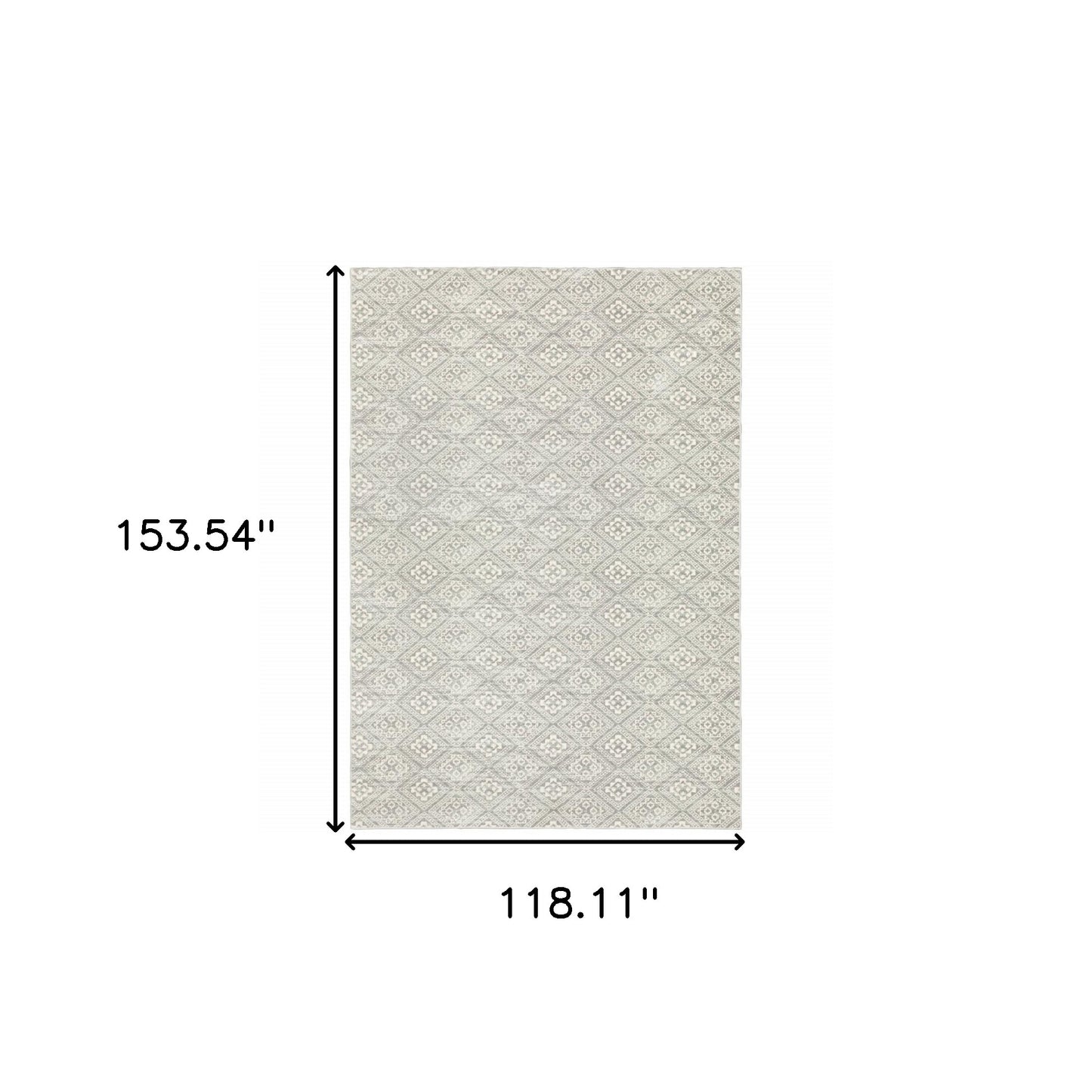 10 x 13 Grey Geometric Power Loom Stain Resistant Rug