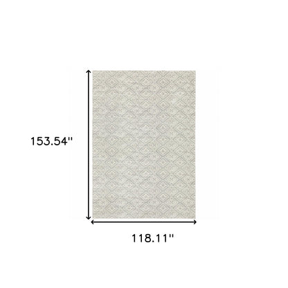 10 x 13 Grey Geometric Power Loom Stain Resistant Rug