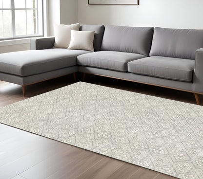 10 x 13 Grey Geometric Power Loom Stain Resistant Rug