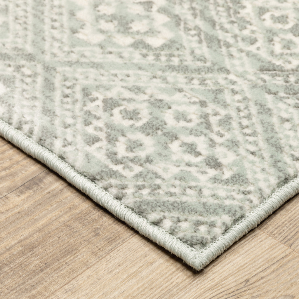10 x 13 Grey Geometric Power Loom Stain Resistant Rug