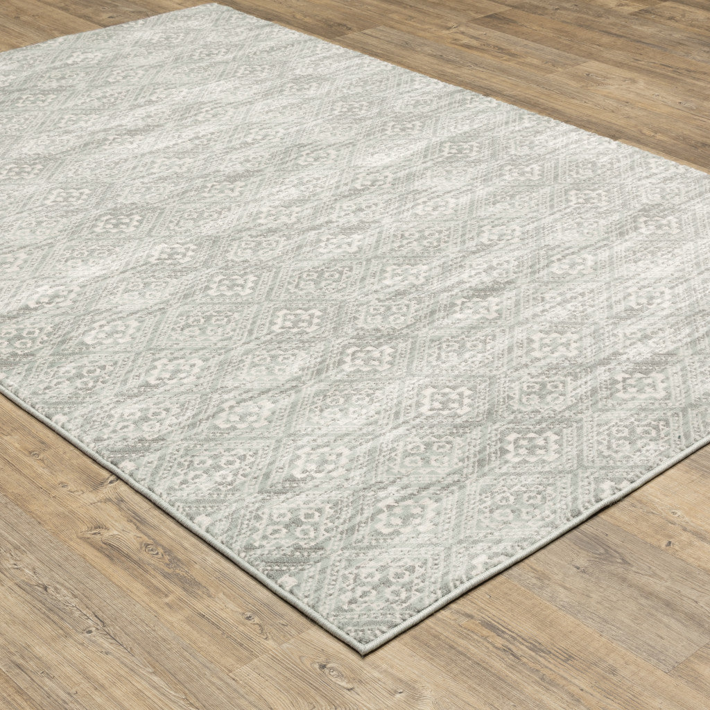 10 x 13 Grey Geometric Power Loom Stain Resistant Rug