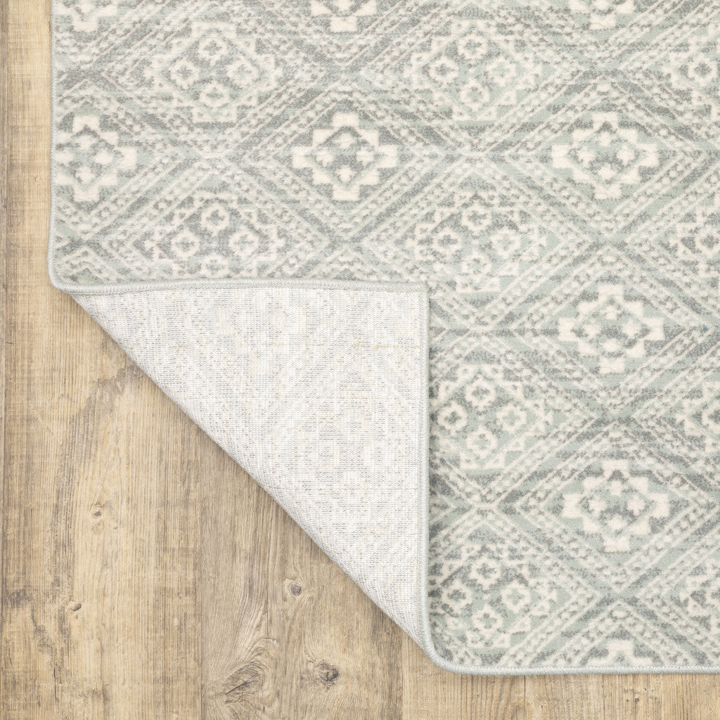 10 x 13 Grey Geometric Power Loom Stain Resistant Rug