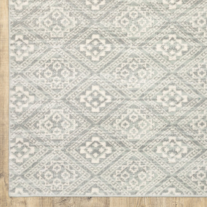 10 x 13 Grey Geometric Power Loom Stain Resistant Rug