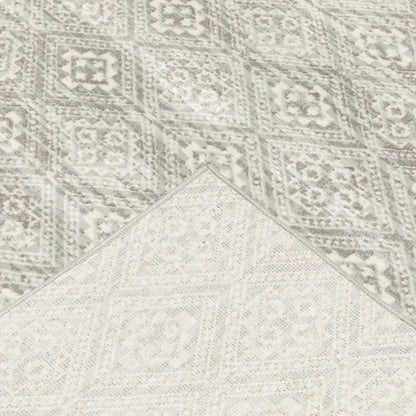 10 x 13 Grey Geometric Power Loom Stain Resistant Rug