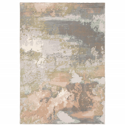 10 x 13 Sage Pink & Cream Power Loom Stain Resistant Rug