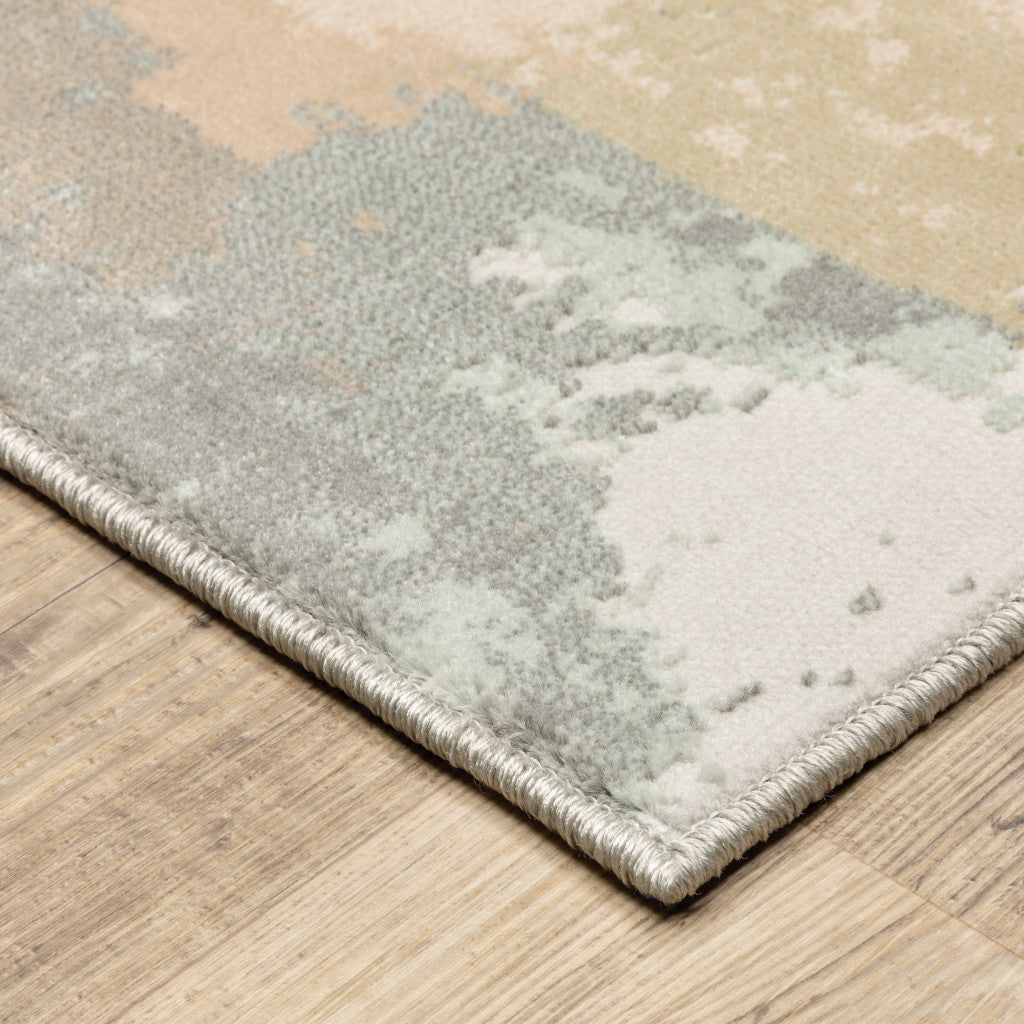 10 x 13 Sage Pink & Cream Power Loom Stain Resistant Rug