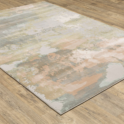 10 x 13 Sage Pink & Cream Power Loom Stain Resistant Rug