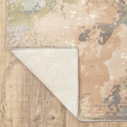 10 x 13 Sage Pink & Cream Power Loom Stain Resistant Rug