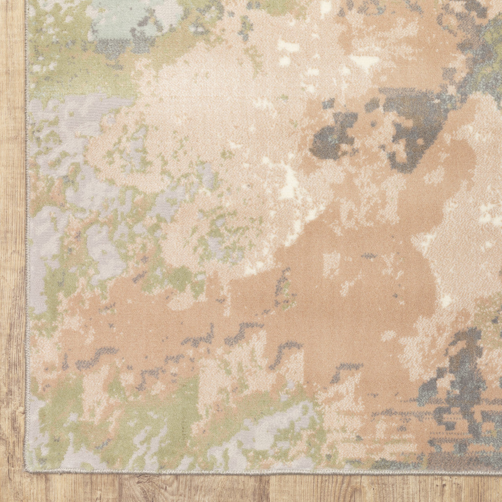 10 x 13 Sage Pink & Cream Power Loom Stain Resistant Rug