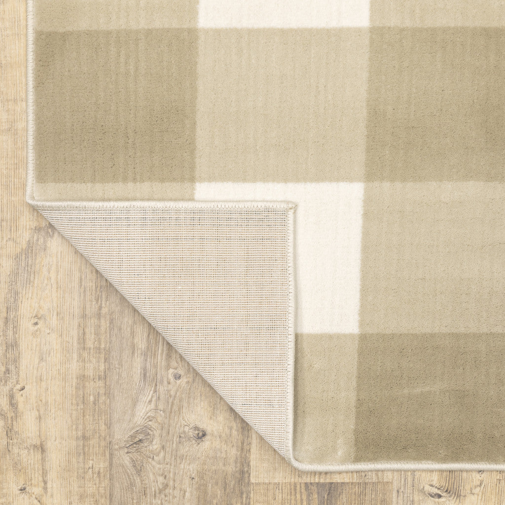 10 x 13 Beige & Ivory Geometric Power Loom Stain Resistant Rug