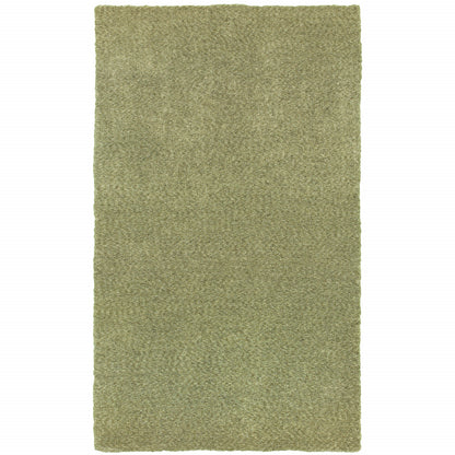 10 x 13 Olive Green Shag Tufted Handmade Stain Resistant Rug