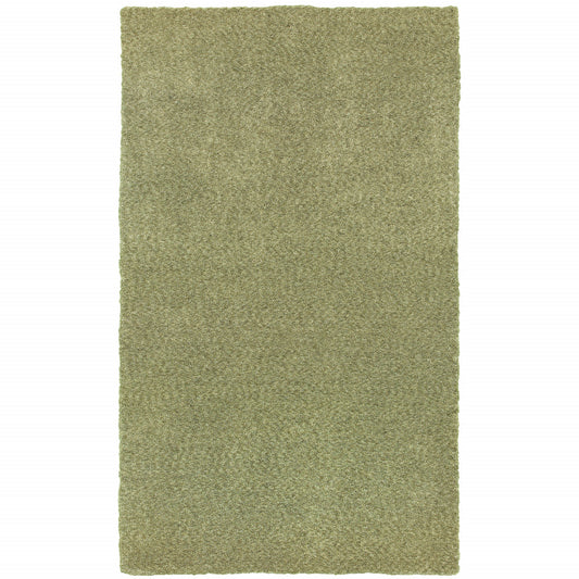 10 x 13 Olive Green Shag Tufted Handmade Stain Resistant Rug