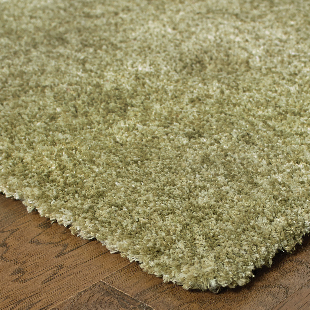 10 x 13 Olive Green Shag Tufted Handmade Stain Resistant Rug