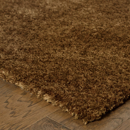 10 x 13 Brown Shag Tufted Handmade Stain Resistant Rug