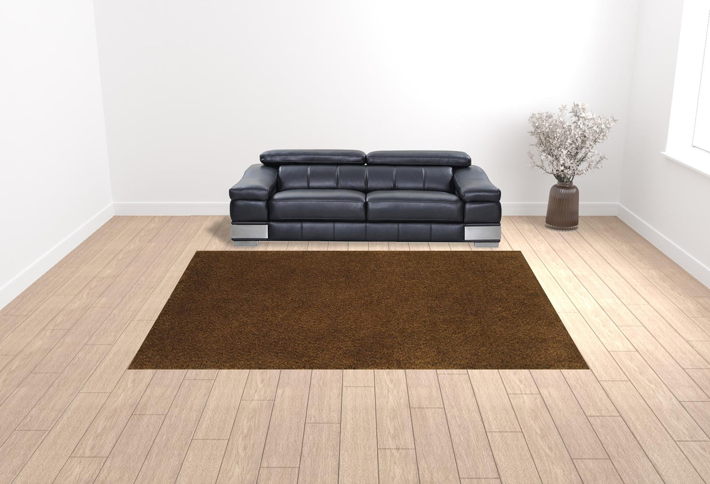 10 x 13 Brown Shag Tufted Handmade Stain Resistant Rug