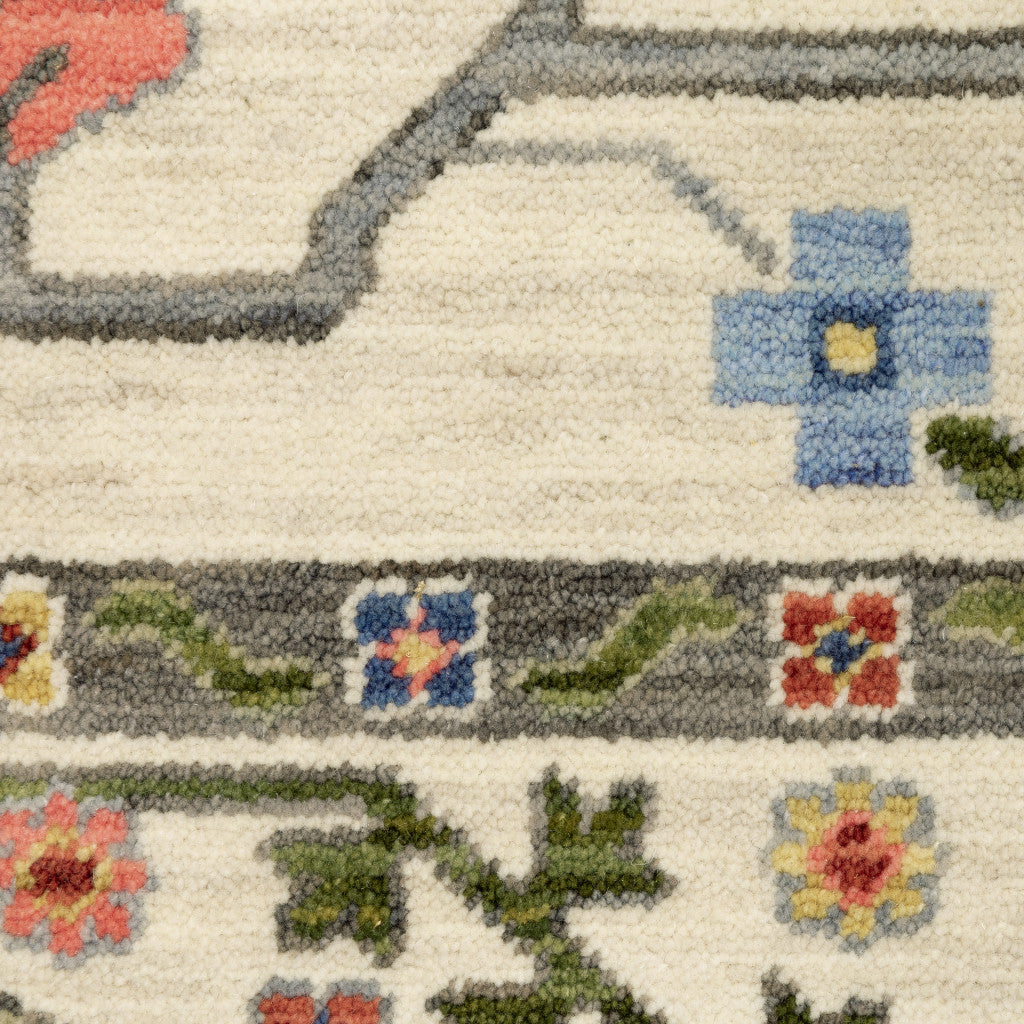 10 x 13 Ivory Green Blues Pink Yellow Rust Brown Tan & Grey Oriental Power Loom Stain Resistant Rug With Fringe