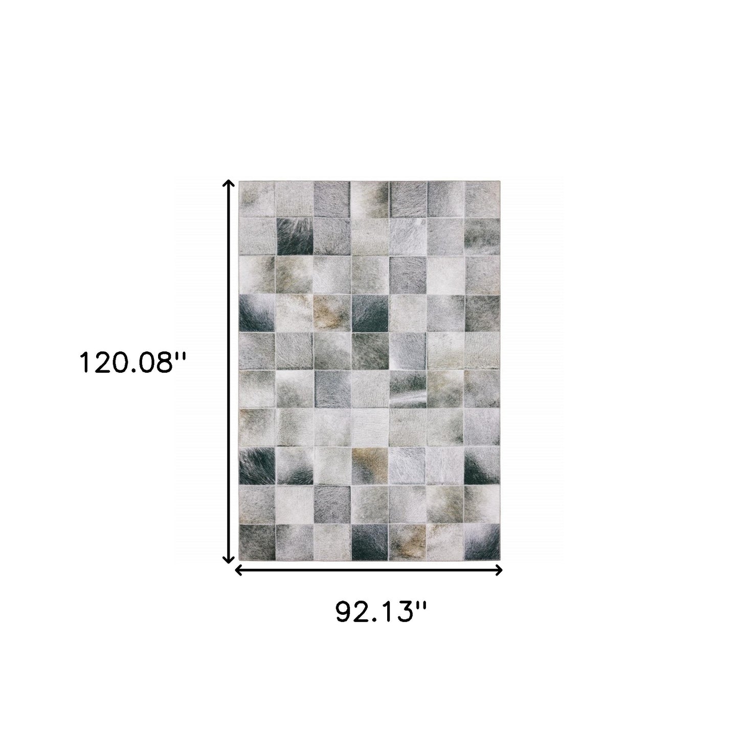 8 x 10 Grey Charcoal Brown & Beige Geometric Power Loom Stain Resistant Rug