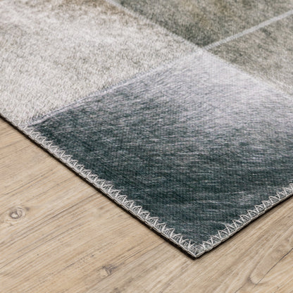 8 x 10 Grey Charcoal Brown & Beige Geometric Power Loom Stain Resistant Rug