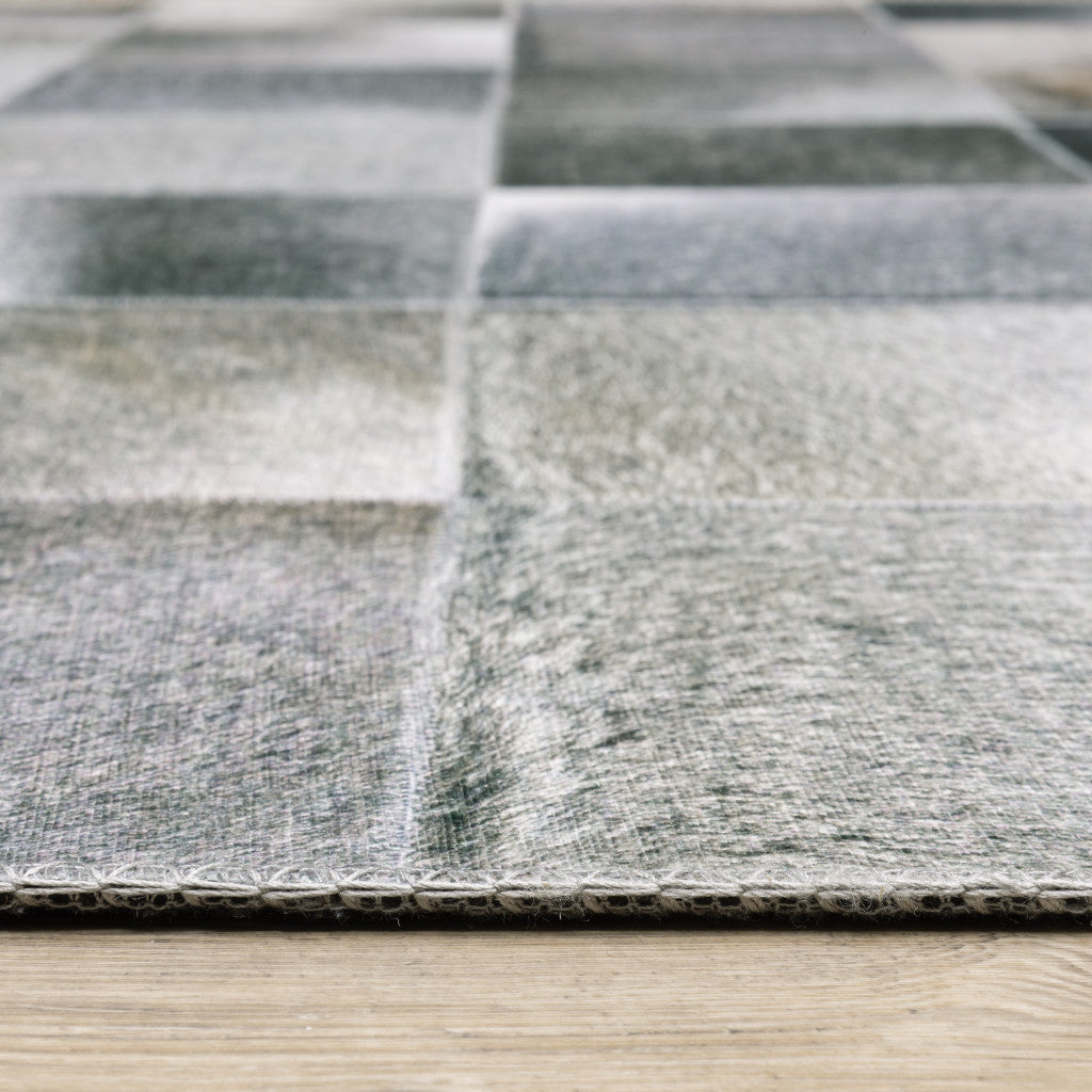 8 x 10 Grey Charcoal Brown & Beige Geometric Power Loom Stain Resistant Rug